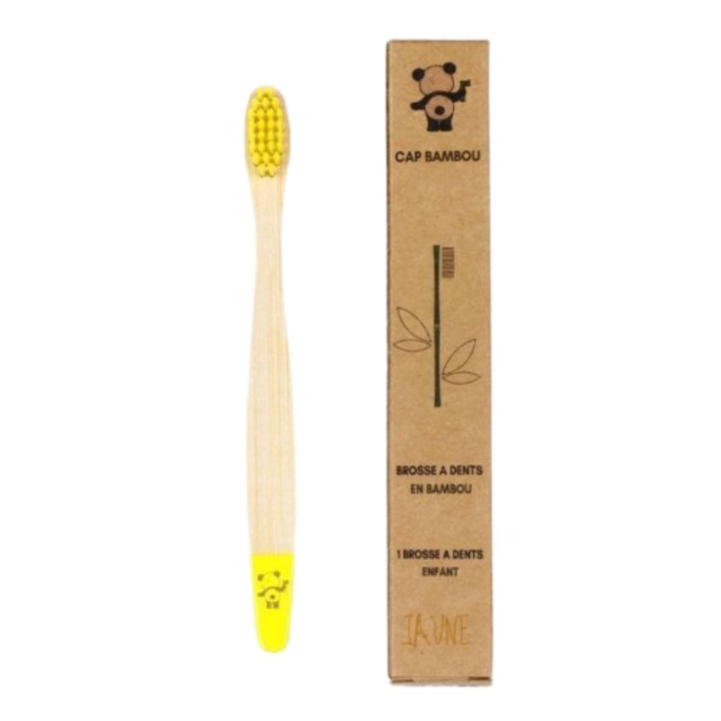 Brosse à dents enfant en bambou - jaune - à l'unité Cap Bambou vrac-zero-dechet-ecolo-saint-andre-cubza
