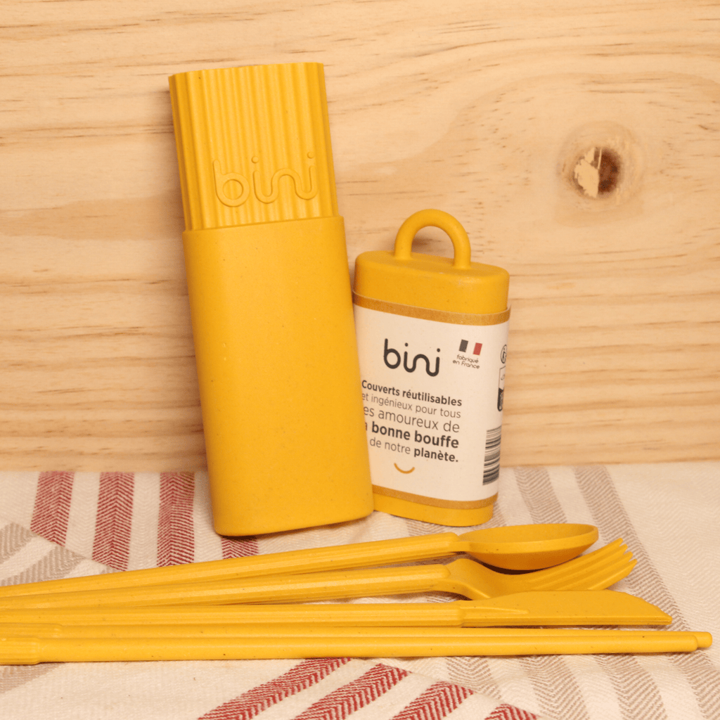 Kit couverts réutilisables Bini jaune Bini vrac-zero-dechet-ecolo-saint-andre-cubza