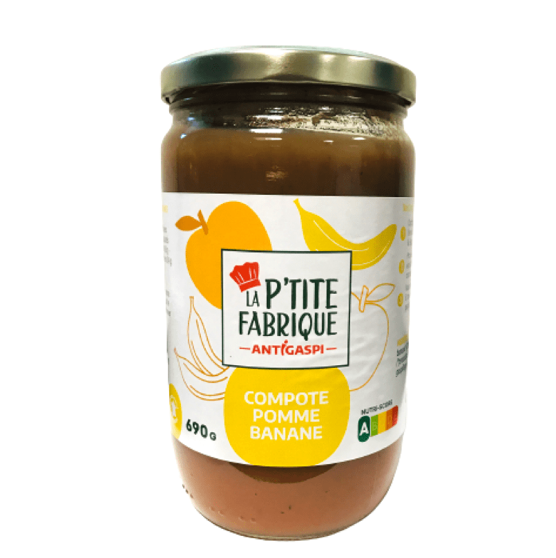 Compote Pomme - Banane issue de l'Anti Gaspi (690g) - BIO La P'tite Fabrique - Anti Gapsi vrac-zero-dechet-ecolo-saint-andre-cubza